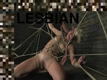 ekstrem, fisse-pussy, lesbisk, legetøj, bdsm, fingering, blond, piercet, skede, bondage