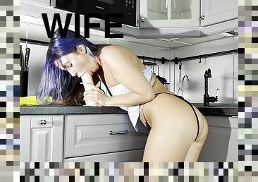 Young Housewife Makes Her Cunt Fuck In The Kitchen In Doggy Style P1