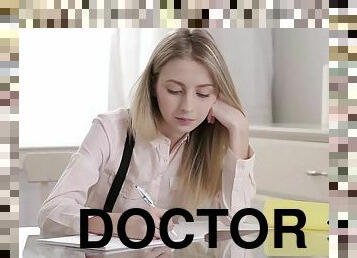 Classy blonde slut gets annihilated on the doctor's desk