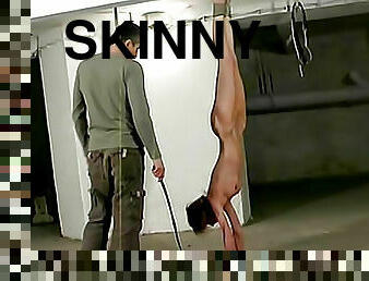 Skinny girl in bondage beaten in basement