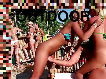 Bikini party with a hardcore element outdoors