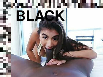 Michelle martinez grips his black snake and starts polishing it