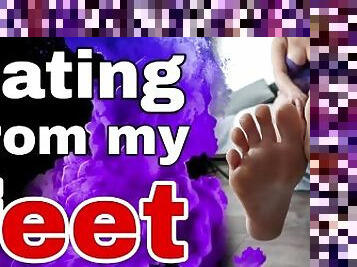 Femdom Eating Food From Mistress Feet Dominatrix Foot Slave Worship Bondage BDSM FLR Sexy Fetish