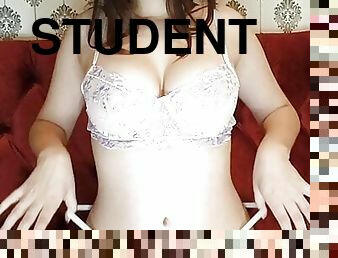 Huge breasts and big ass in a student with a beautiful pussy