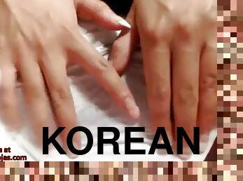 Korean camgirl in pantyhose fucks sex machine