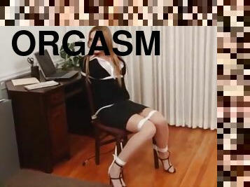 orgasm, sekreterare, bdsm, bunden, gagging, bondage