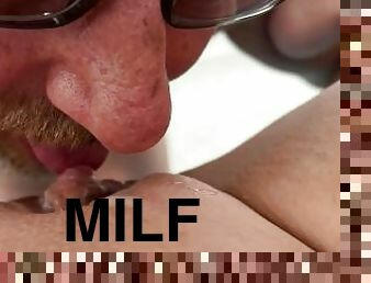 klit, fisse-pussy, amatør, udløsning, milf, mor, creampie, par, sperm, fantasi