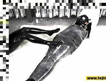 Fejira com Lesbian vibrator in latex tights orgasm