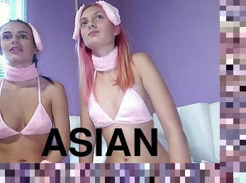 asiatisk, pissande, cumshot, blandade-raser, tonåring, japansk, gruppsex, trekant, pov, blond