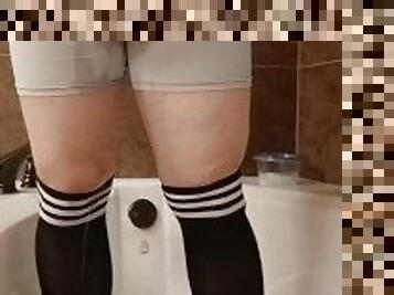 Wetting With A Hard Cock & Socks