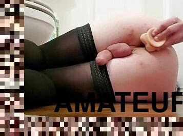 cur, masturbare-masturbation, amatori, anal, jucarie, ciorapi, dildo, solo