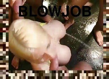 Wet blowjob with titty fuck