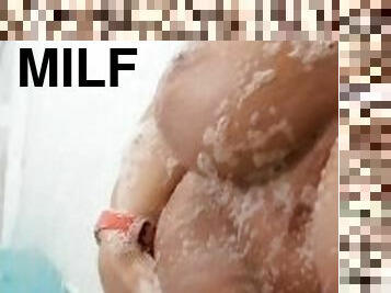 mandi, payudara-besar, amatir, jenis-pornografi-milf, mandi-shower, seorang-diri