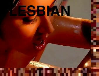 A lesbian scene inside a bathtub