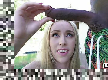 Blondie gets her hands on the biggest black dick she ever seen