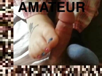 amatør, cumshot, bbw, føtter, pov, cum, fetisj, footjob, tær