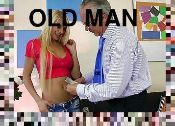 Old man fucks tight blonde angel after licking her cunt