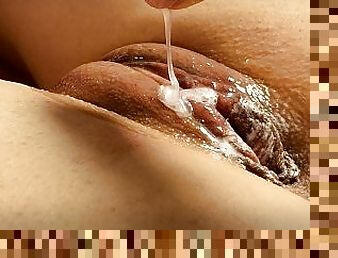 CLOSE-UP MULTIPLE CREAMPIE with very wet pussy