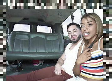 Top ebony amateur tries the bang bus for the first time