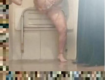 Tattooed Big Tits Milf Secretly Gets Off in Public Gym Shower After Months of No Orgasm