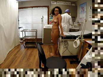 Cute nerdy busty latina Mia Sanchez gets examined by doctor nurse