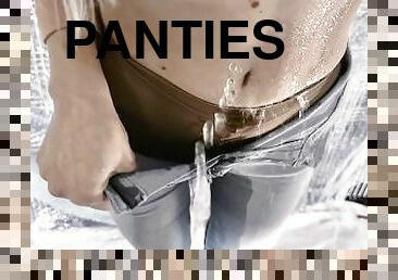 mandi, stocking, kencing, celana-dalam-wanita, ketat, mandi-shower, jeans, nilon