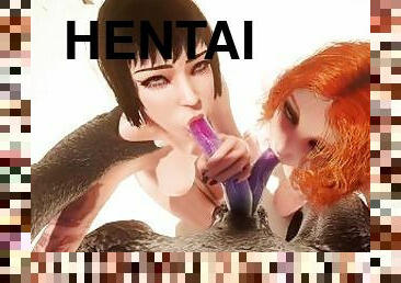 anális, szopás, kilövelés, hármasban, hentai, 3d, vad