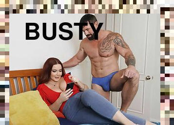 Muscular male shows busty redhead proper orgasms after insane sex