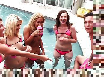 Pool party turns into a flaming orgy once the girls get drunk