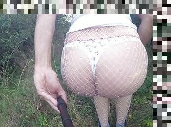 masturbation, en-plein-air, collants, public, amateur, anal, gay, bas, culotte, résille