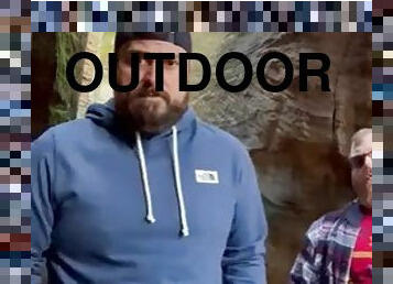 Red-haired daddy and a fat bearded guy fuck outdoors