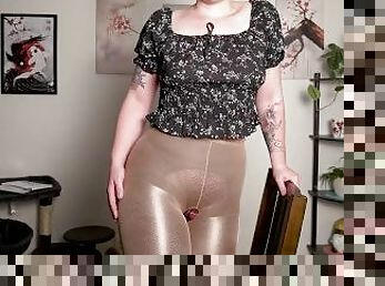 Layering crotchless pantyhose! Extended softcore YouTube video