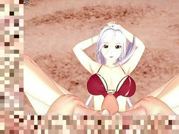 Akashiya Moka Gives You a Footjob At The Beach! Rosario + Vampire Feet POV