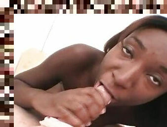 Young Ebony Slut Sucks White Dick Pov