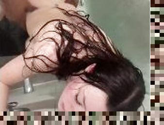 Redhead takes bbc in the shower