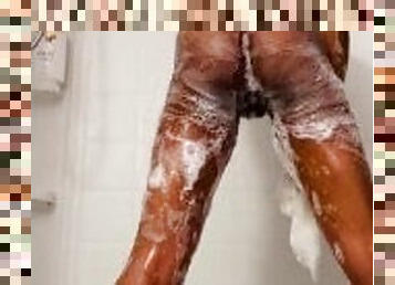 Ebony Babe Soapy Shower Masturbation