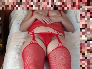 I show off in erotic lingerie so that my stepson's friends jerk off and cum