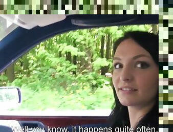 Beautiful hitchhiking eurobabe blows driver