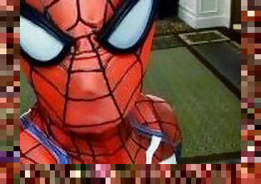 Spiderman Insomniac Hotel Jerk Off and Cum Twice