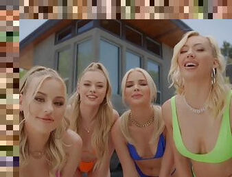 4 horny blonde babes share BBC outdoors by the pool - starring Ivy wolfe in interracial group sex orgy