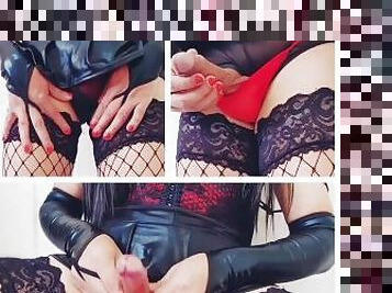 mastubasi, waria-shemale, amatir, latina, handjob-seks-dengan-tangan-wanita-pada-penis-laki-laki, latex, seorang-diri, berambut-cokelat, nilon