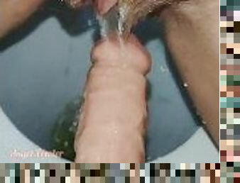 Golden shower for my dildo in the toilet