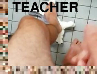 Teacher Ramn destroys and tramples a young barefoot man in a hot black thong and jerks off his hot cock divinely