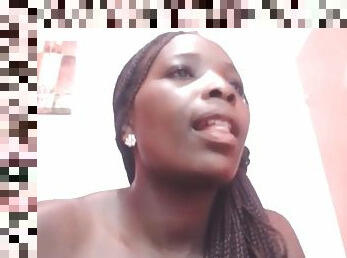 ébène, black, webcam, bout-a-bout, africaine