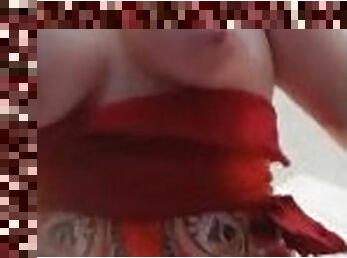 Sexy pawg masturbating in a silk dress
