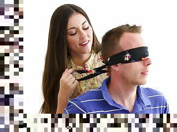 Blind folded man enjoys great sex experience in superb angles
