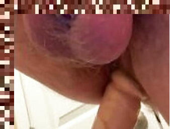 Chastity Sissy Faggot LOVES her 8in dildo, watch her fag hole GAPE