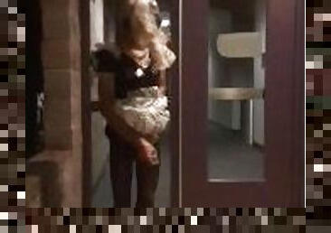 Sissy Crossdresser maid playing outside office Arizona