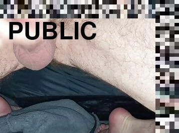 Hike: Pissing in public toilets and masturbating with a naked hard cock in a tent - Rockard Daddy