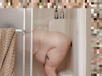 Sexy BBW Rides Large Dildo in the Shower